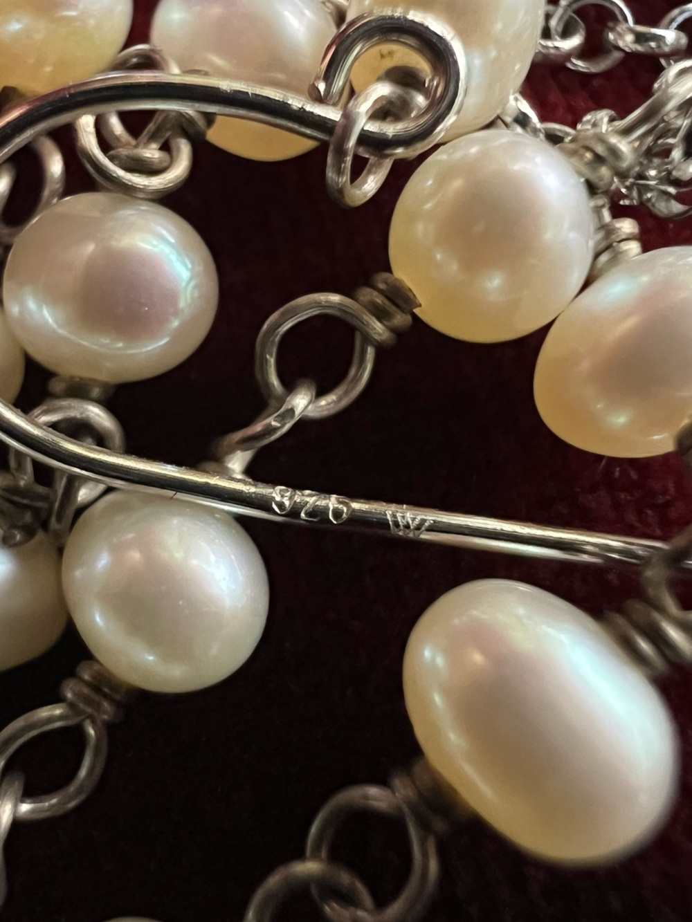 Vintage WW 925 Sterling Genuine Pearl Chandelier Bridal Statement Earrings 15g - Picture 6 of 7
